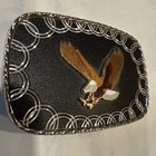 Vintage Silver Black Eagle Collectable Belt Buckle Made In Usa Eagles Buckle