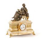 Antique French Empire Onyx Mantel Clock Set W  Gilt Bronze Candelabra 3pc 19c