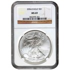 1 Oz American Silver Eagle Coin Ms69  random Year  Varied Label  Pcgs Or Ngc 