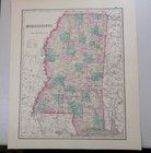 1882 Antique Gray Color Map Of Louisiana  B w Mississippi