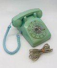Vintage Western Electric Rotary Desk Phone Aqua Blue Green 70s Tested