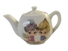 14 Piece Vintage Japan Porcelain Child   s Tea Set Boy Girl Pick Flowers Black Bun