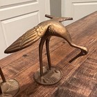 Vintage Pair Set Of 2 Brass Crane Bird Figurines Male Female Made In India 7    4   