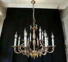 Antique Vintage Brass  Chandelier Lighting Ceiling Light 8 Arms 12 Light    25 in
