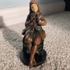Antique Vintage French Bronze And Resin Flute Player On A Marble Base