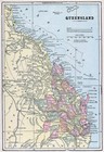 1894 Cram Map Australia Queensland Brisbane Townsville Toowoomba Hervey Bay