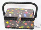 Nwt Singer Sew N Stow Sewing Basket Only Gardening Theme Black Wicker Wrapped