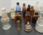 Vtg Lot 40 Medicine Pharmacy Apothecary Glass Perfume Bottles Green Blue Clear
