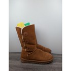 Ugg Australia Classic Bailey Button Boots Chestnut Suede Sheepskin Lined Size 8