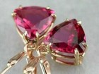 4ct Lab Created Pink Tourmaline Drop dangle Earrings 14k Yellow Gold Finish