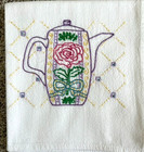 New Set Of 2 Vintage Style Hand Embroidered Breakfast Tea Flour Sack Dish Towels