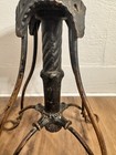Antique Stool Twisted Iron Legs Oak Swivel Seat  Adjustable