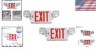 Led Exit Sign With Emergency Lights - Battery Backup For Commercial Safety -    
