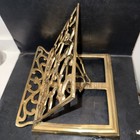 Vtg Solid Brass Stand Book Music Bible Cookbook Holder Adjustable Folding Rack