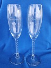 Bride   Groom Etched Champagne Glasses Toasting  Flutes Set Of 2 Victoria Lynn