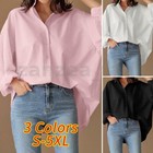 Zanzea Womens Formal Office Long Sleeve Shirts Plain Loose Workwear Tops Blouse