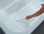16  X 40  White Adhesive Vinyl Anti Slip Non Skid Safety Bath Mat With Drain    