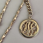 Pocket Watch Chain T Bar Round Fob Initials Gold Tone 9 
