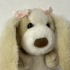 Vintage Dakin Tan Dog 6  Plush Pink Bows Silky Ears Stuffed Animal Toy 1994 Read