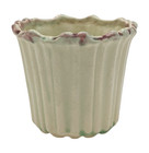 Vintage Mccoy Pottery Rippleware Flower Pot 3 5  Green Burgundy Drip Glaze 1950s