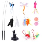 13pcs Kitten Cat Toy Feather Bell Wand Teaser Rod Interactive Play Pet Toys Gift