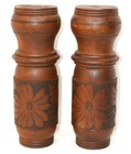 Architectural Salvage Wood Half Column Carved Floral Tiki Wall Decor Accent Lot