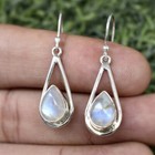 Moonstone 925 Sterling Silver Dangle Handmade Genuine Women Earrings