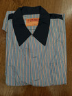 Vintage Work Wear Long Sleeve Shirt Striped Blue Size Xl Button Down 17-17 5 Nos