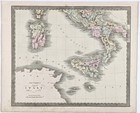 1848 Italy Map Original Greenleaf  12x10   Sicily Kingdom Of Naples Palermo