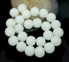 25 Frosted Sea Glass Round Beads Matte - White Jade 10mm