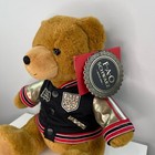 Fao Schwarz Brown Teddy Bear Plush Black Letterman Jacket Stuffed Animal New