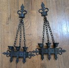 Set 2 Vtg Sexton Cast Iron Gothic Castle Brutalist Sconce Candle W  Chains Wall