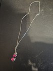 Silver-tone Cable Chain Necklace  Oval Pink Imitation Crystal Cat Necklace