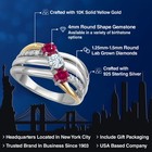 925 Silver And 10k Yellow Gold Created Ruby And Aquamarine And Lab Grown