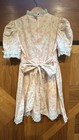 Handmade Vintage Girls Sz 3 Or 4 Cottagecore Lace Dress Puff Sleeve Bow Zip