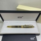 New Montblanc Meisterstuck 163 Rollerball Pen Black Gold Metal Trim W  Gift Box