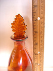 Amber Glass Perfume Bottle Leaf Shaped Stopper Retro Decor  2 Free Gifts