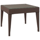  Side Table Brown Poly Rattan  Tempered Glass 19 7x19 7x15 0 In