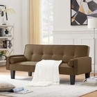 Convertible Futon Sofa Bed Upholstered Futon Couch Fabric Sleeper Sofa