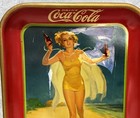 Vintage 1937 Running Girl Coca-cola Serving Tray Yellow Bathing Suit On Beach
