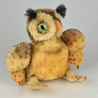 Vintage Steiff Stuffed Mohair Owl Wittie W  Yellow Tag   Button 7 5  Germany