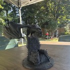 3d Printed Black Dragon On Sword Throne Fantasy Decorative Statue Figurine         