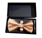 Luxury Bowtiegold Collection Champagne Solid Bow Tie   Cufflinks Set X001vbw4yn