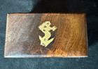 Vintage Handmade Wood With Inlaid Brass Anchor Trinket Box