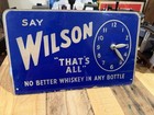Rare Wilson Whiskey Bar Sign Clock 1930s Advertising Reverse Painted