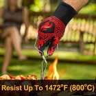 Oven Gloves  Bbq Gloves 1472    Extreme Heat Resistant  Grilling Short  Red 