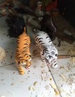 Miniature Tiger Made Of Wood  White Siberian Tiger Handmade Unique Carved Crafts