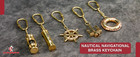 Collectible Vintage Brass Key Chain Marine Nautical Theme Replica Key Ring Gift