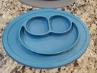 Ezpz Mat Gray And Blue Suction Placemat Plate Silicone Lot Of 2 Smiley Face Baby