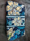 Vera Bradley Kiss Lock Clutch Wallet Retired Blue Floral Quilted Organizer Purse